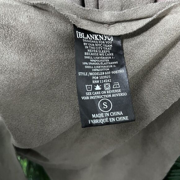 BLANCNYC Jacket Women Small Tan Brown Duster Drape Cardigan Faux Suede 2215 - Picture 8 of 10